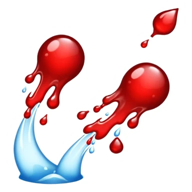 Blood droplets splashing flashing flowing off sputtering to the left sticker