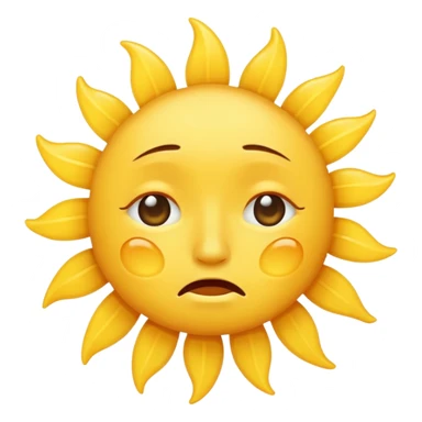 crying sun, simple emoji style, single tear, no background sticker
