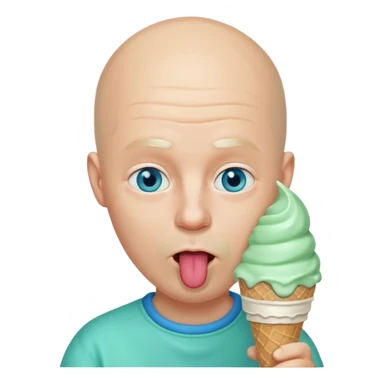 Bald man with blue eyes Licking a mint ice cream cone sticker