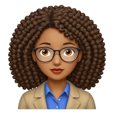 Black female teacher with curly hair and no glasses sticker