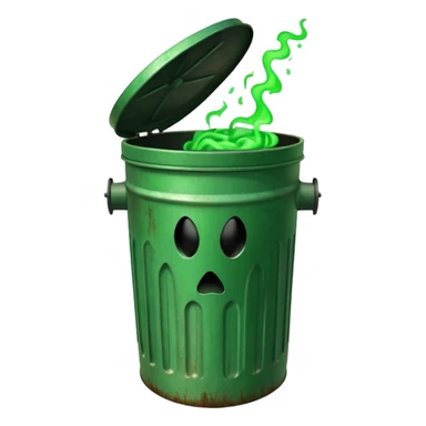 trashcan emitting green gas sticker