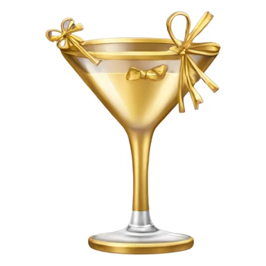 gold rimmed martini glass with tiny gold bows sticker