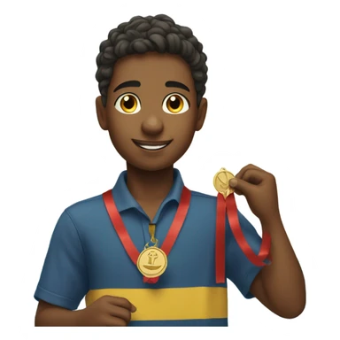 boy puts medal on his sailing boat sticker