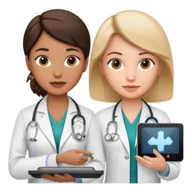 female doctor and ultrasound technician sticker