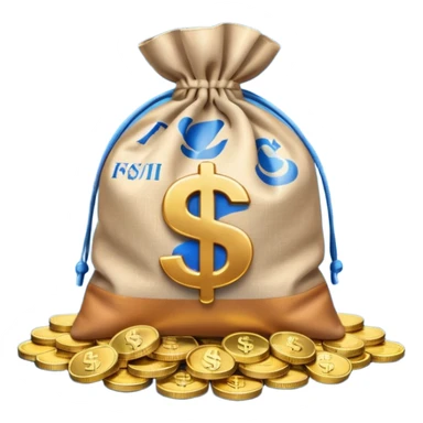 money bag on top of blue coins stack sticker