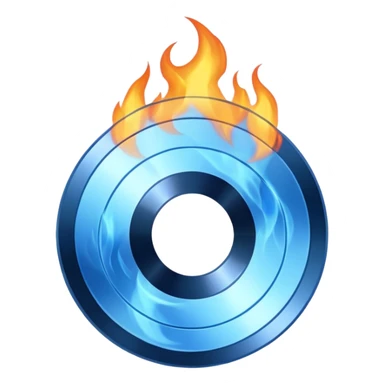 A minimalist CD disc with a subtle fire design, blue flames. sticker
