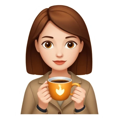 The woman holds a cup in her hands. There is a glow around the girl. sticker