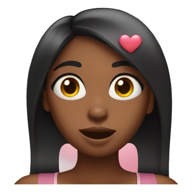 surprised black woman with straight hair with hearts for eyes sticker