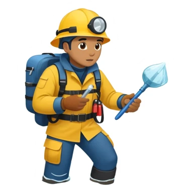 Marine geologists in rain gear collecting rock samples from ocean floor during stormy seas sticker