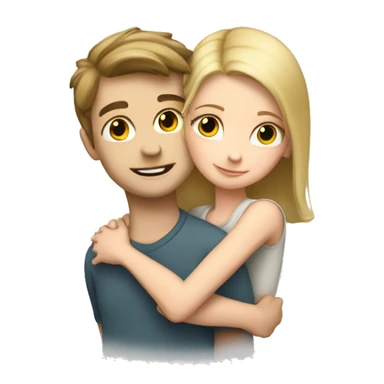 White boy and white girl hugging sticker