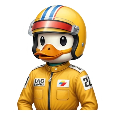 Duck in a racing suit and wearing racing helmet retro pixel style  sticker