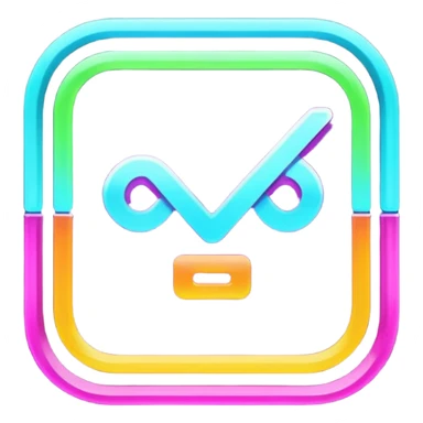 A neon, cyberfunk app logo, square, with the text "yyy". No borders, very subtle grid in the back sticker