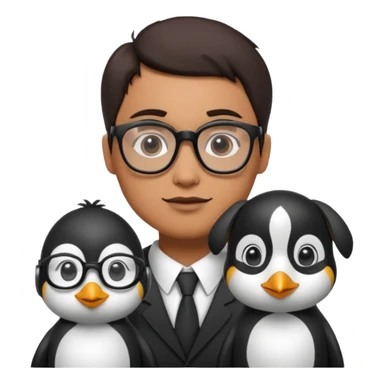  gozlük takan ve yaninda köpek olan Penguin sticker