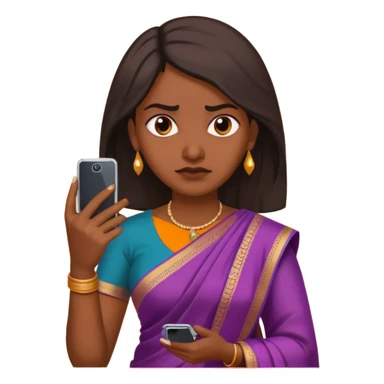generate an indian female teacher calling on mobile. looking mad. Dressed in a saree sticker
