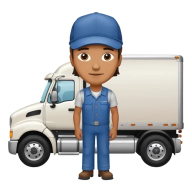 Kamyon şoförü Yarı Kamyon Karikatür çizimi kamyon yan dursun şoför de dışarda yanında olsun sticker