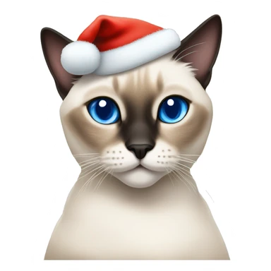 Flame tip siamese cat with blue eyes in a Christmas hat sticker