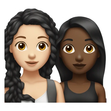 1 black girl and 2 white girls trio with all black hair sticker