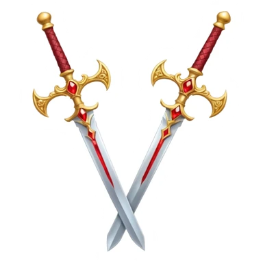 Two Golden royal swords with red gems sticker