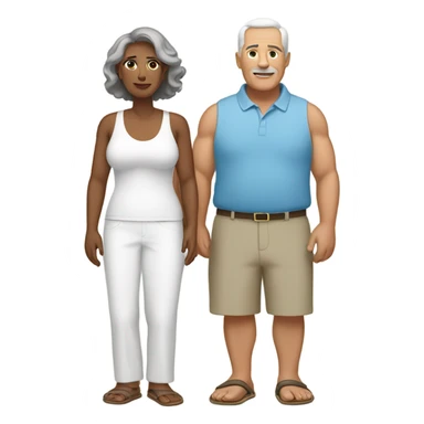 White heavyset middle-aged couple on the beach sticker