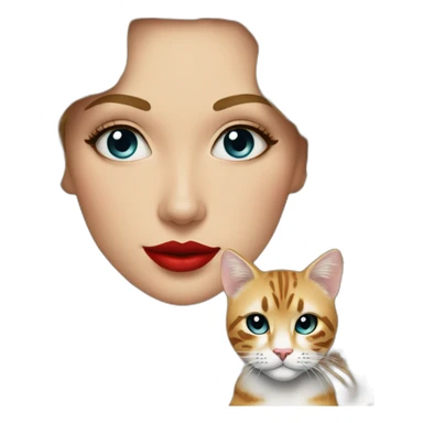 pretty-curly-blonde-woman-red-lips-with-cat-bengal sticker