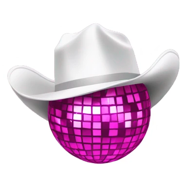 Pink disco ball with cowboy white hat sticker