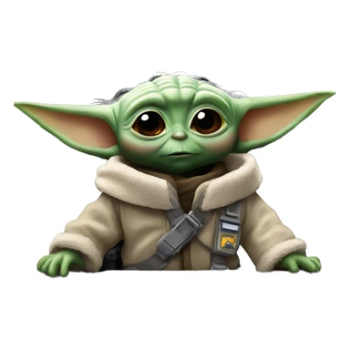 baby yoda in a cockpit sticker