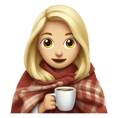  Cute Blonde girl wrapped in blanket drinking coffee sticker