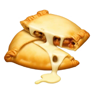 split in two cheese empanada oozing cheese sticker