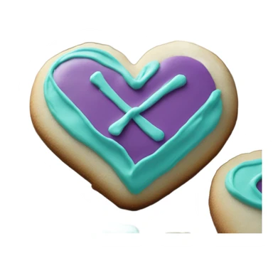 Cookie heart with teal purple support ribbon sticker
