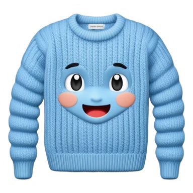 A 3D cartoon warm sweater with chunky knit texture, folded on a table, smooth shadows, Memoji-style realism. sticker