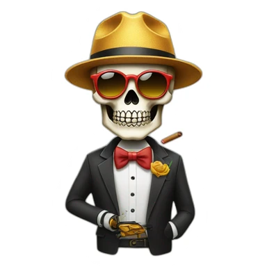 calavera con gafas de sol y un cigarrillo sticker