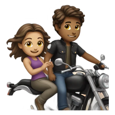 Boy and girl Going in motorcycle sticker