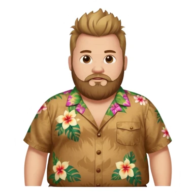 Fat white man full body wearing Hawaiian shirt brown fauxhawk and beard  sticker