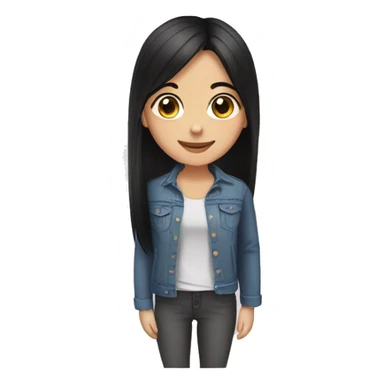 girl teenager with dark brown eyes and black straight hair smiling sticker