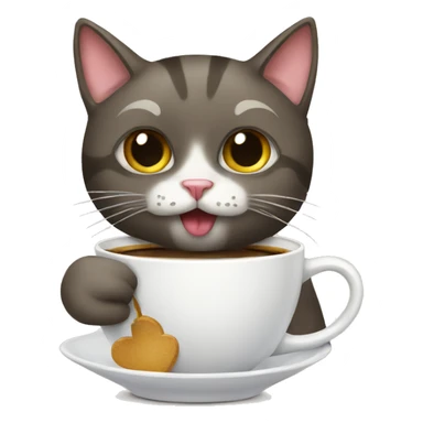 cat with a bow drinking coffee sticker