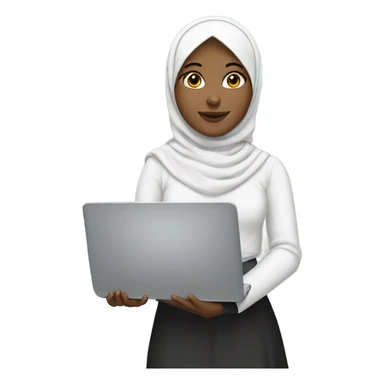 white hijabi girl with a laptop sticker