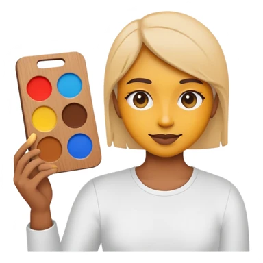 minimalist logo for self2.art, person with palette, emoji style, transformation of selfie into art sticker
