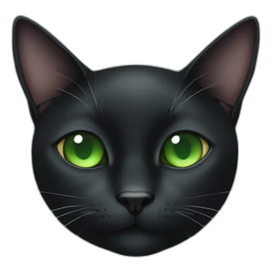black cat with green eyes and a white stop below the chin in a butterfly shape sticker