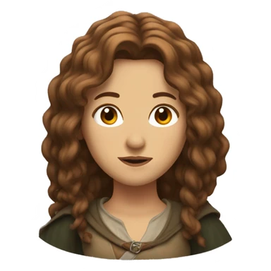female character with brown bulk hair
 in Lord of the rings style sticker