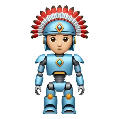 Full Robotic figure wearing native American regalia sticker