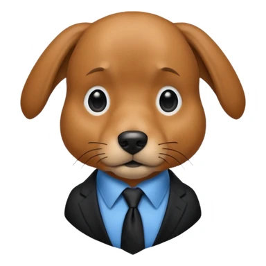 brown dog with black tie,blue shirt sticker