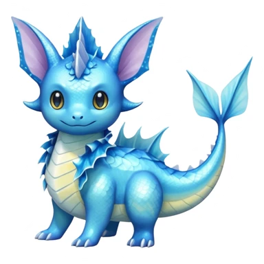 Shiny Exotic Colorful Ethereal Sparkly Vaporeon-Lapras-Amaura-Aurorus-Fakémon-hybrid-creature (full body)  sticker