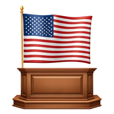 presidential podium with American flag sticker