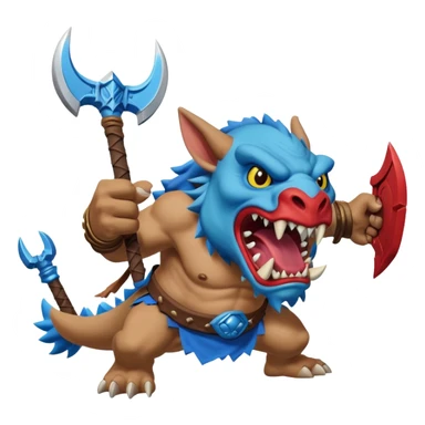 Calamity Ganon with a blue bokoblin running coming out of his blue mouth to attack you with a boko club sticker