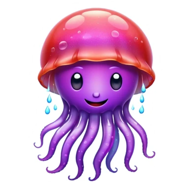 color gradient between red and purple glitter cute happy jellyfish sticker