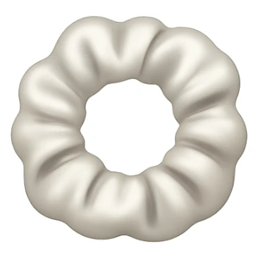 Make the silky white scrunchie smaller in the style of emoji, keeping the silky texture and white color, with no background. sticker