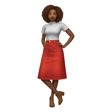 Realistic A-line high waisted red denim skirt, isolated sticker