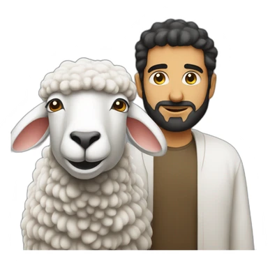 arab stands behind 1 big sheep sticker