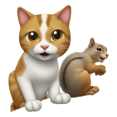 cat struggling with squirrel sticker