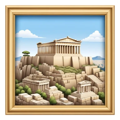 Cinematic Realistic Acropolis Landmark Emoji, showcasing ancient ruins set against a clear sky rendered with intricate detail and timeless lighting. sticker